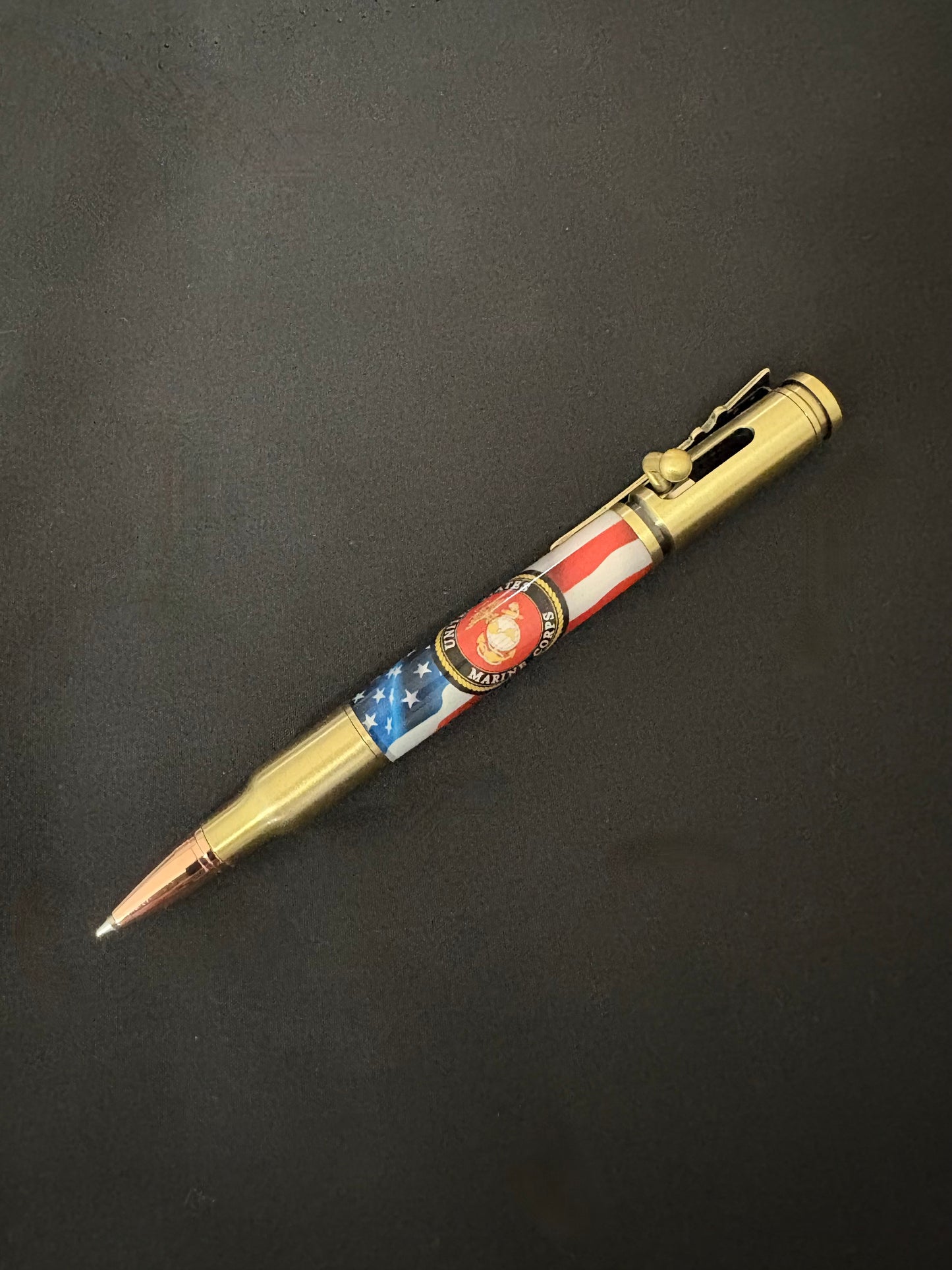 US Marines Insigna with Flag - Handcrafted Ballpoint Pen