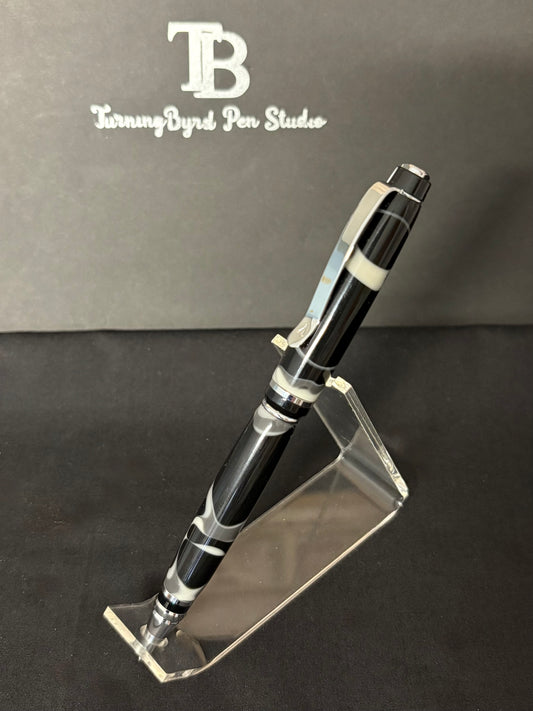 Black/White Swirl - Handcrafted Ballpoint Pen