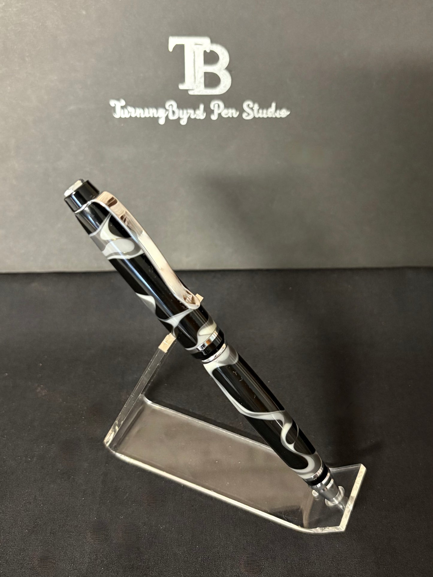 Black/White Swirl - Handcrafted Ballpoint Pen