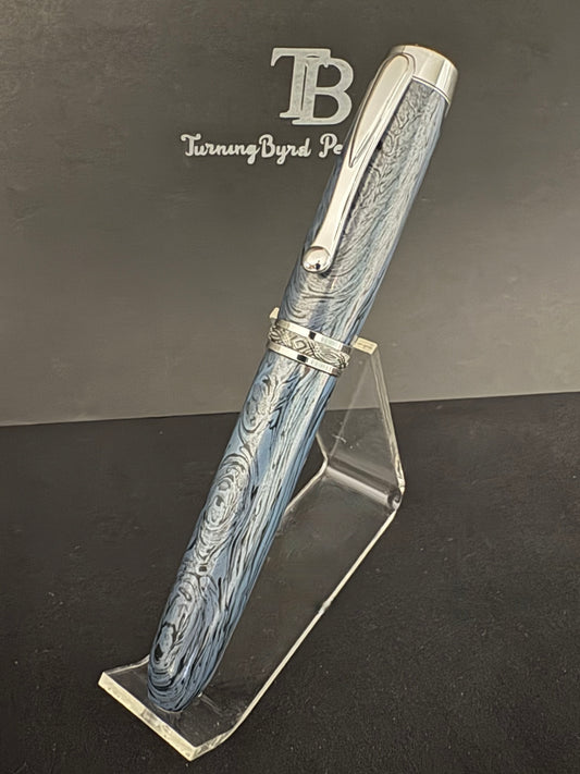 Cobalt Blue Mokume  - Handcrafted Fountain Pen