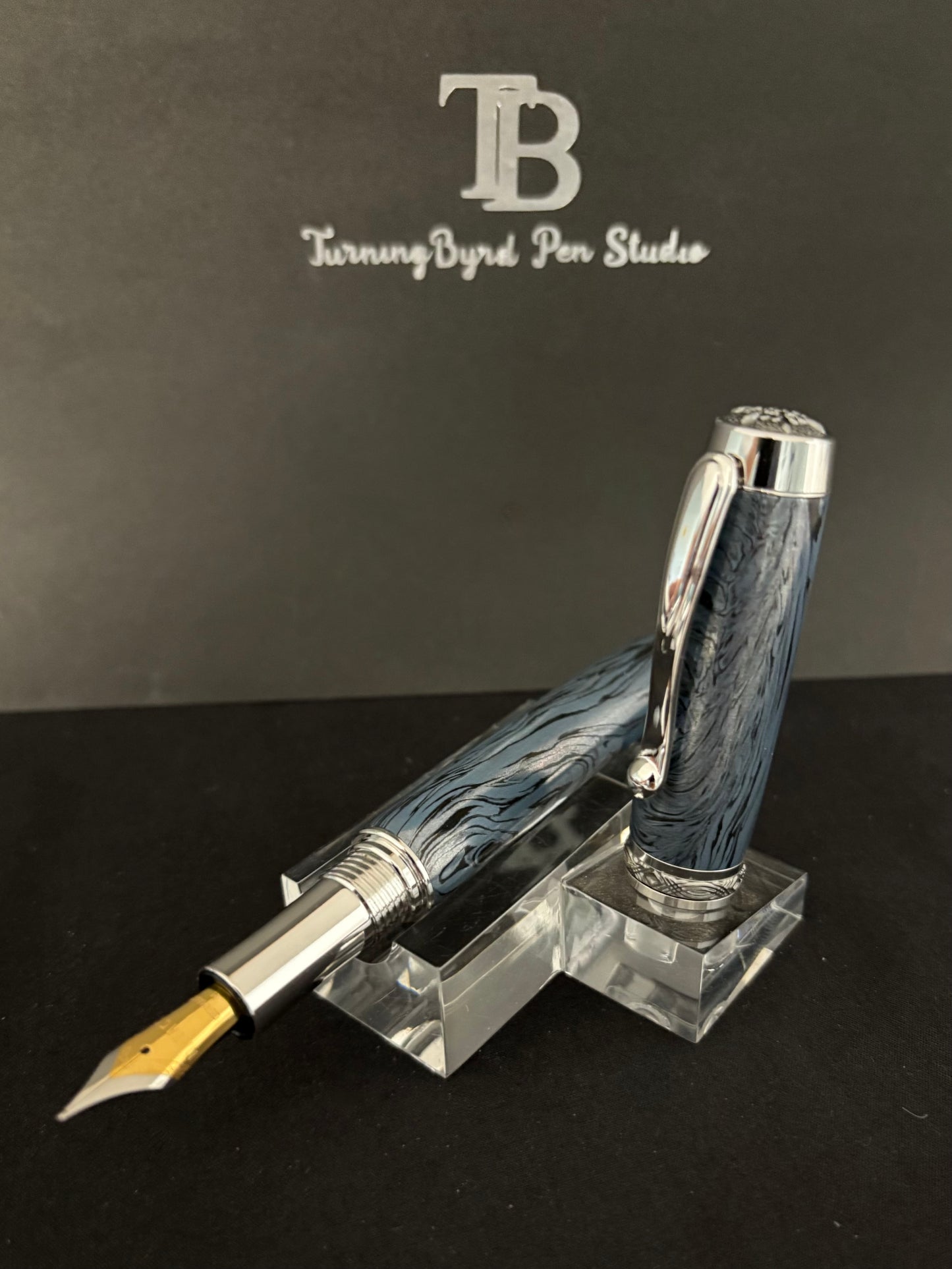 Cobalt Blue Mokume  - Handcrafted Fountain Pen