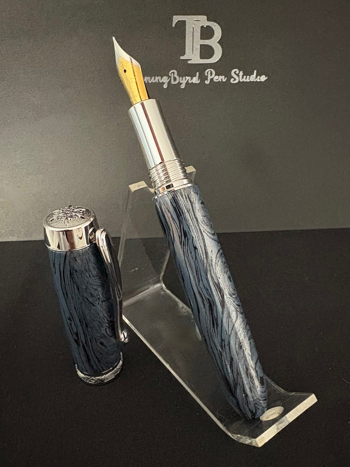 Cobalt Blue Mokume  - Handcrafted Fountain Pen