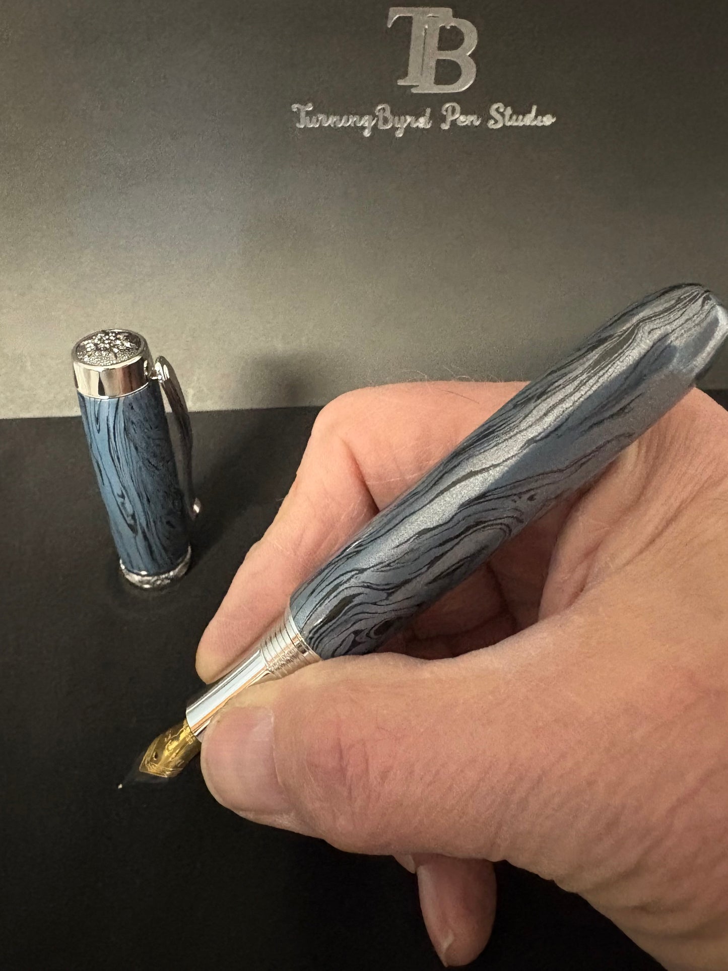 Cobalt Blue Mokume  - Handcrafted Fountain Pen