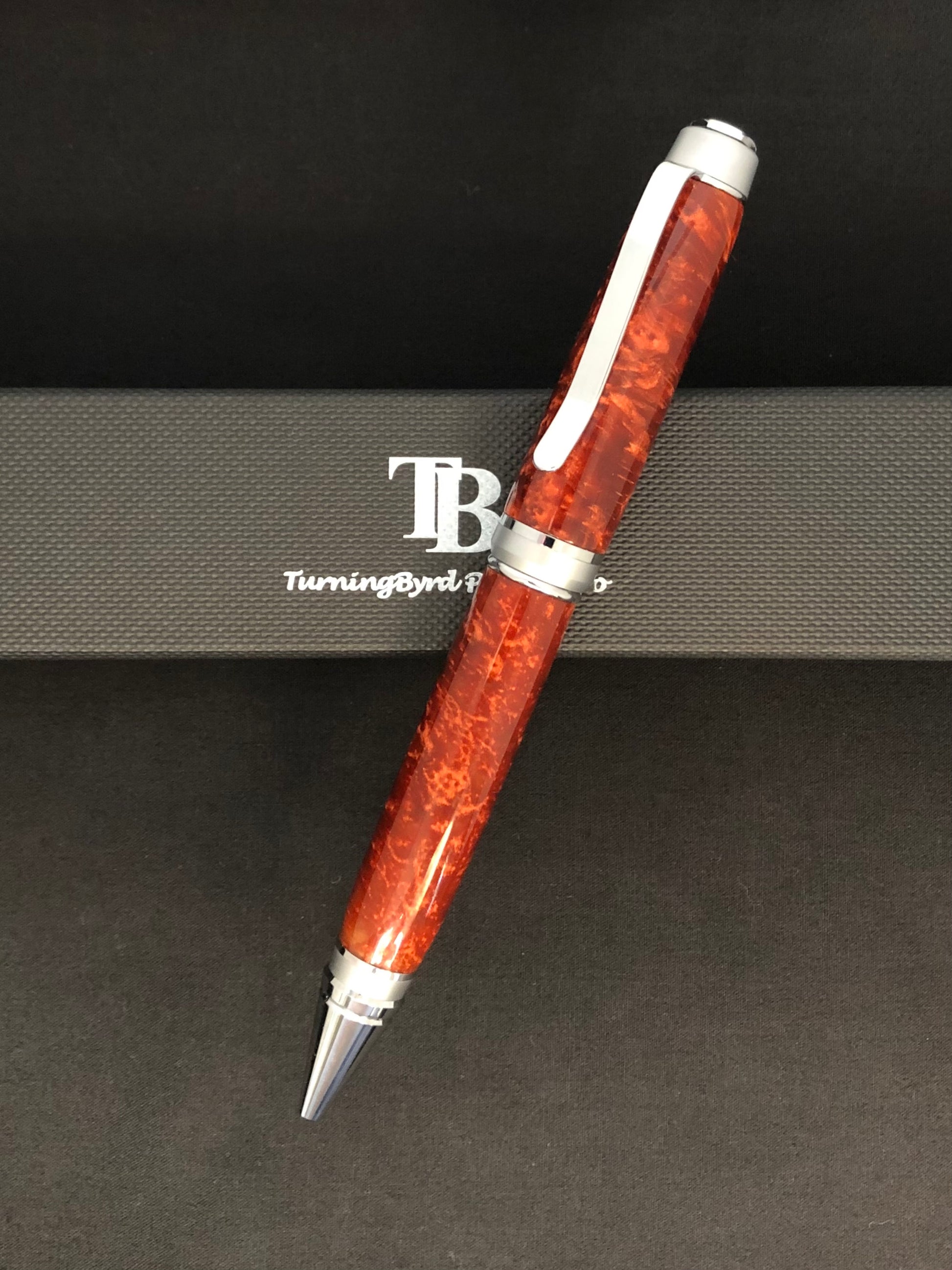 Twist Ballpoint Pen, upper and lower barrels are colored resin - "Molten Lava"!