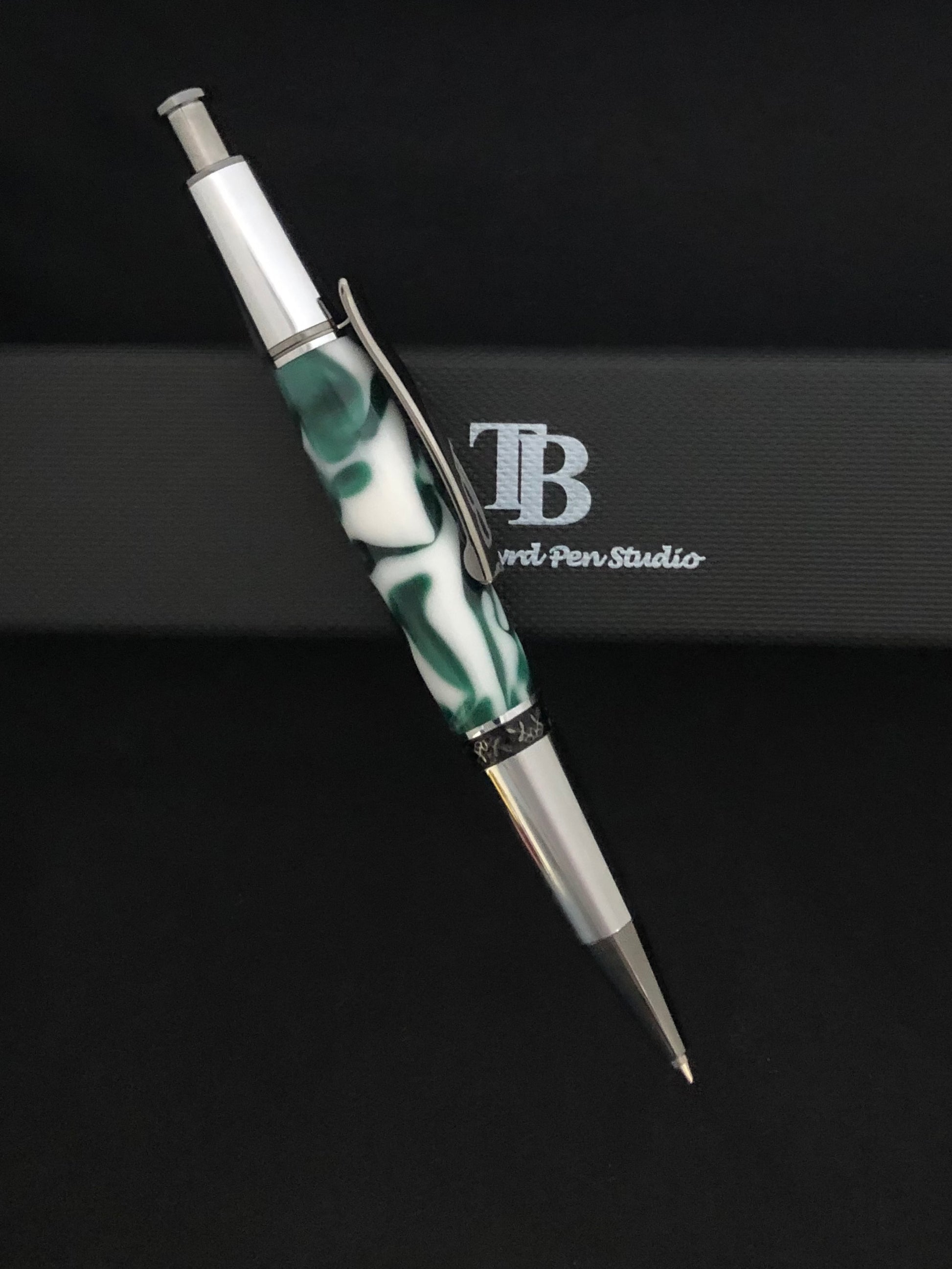 Michigan State Fans!  Green and white resin swirls with chrome plating!