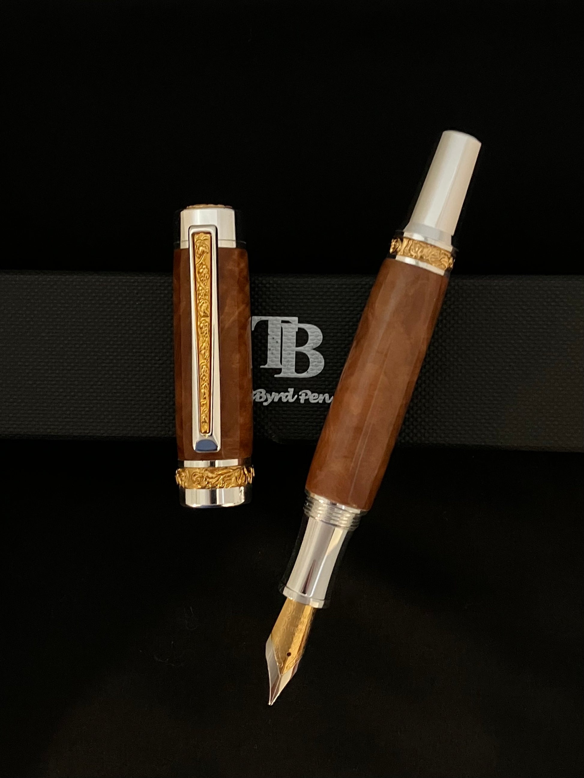 South American Ziricote with Gold and Silver Fountain pen