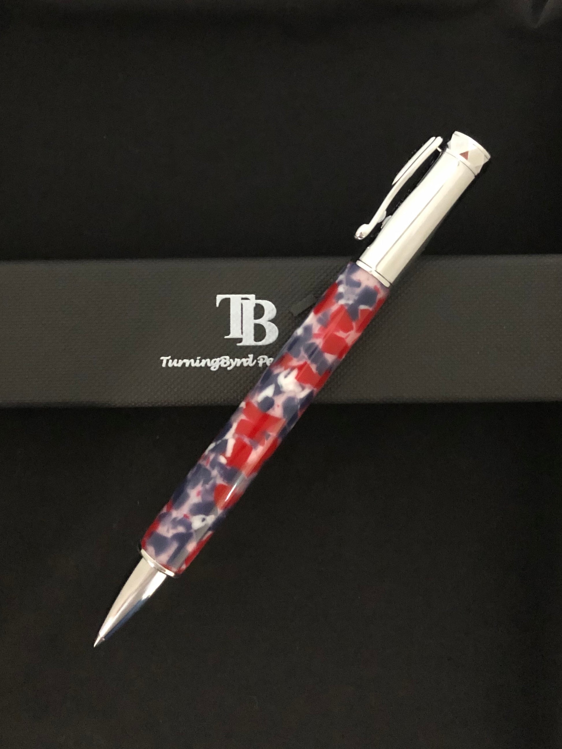 red, white, and blue magnetic cap rollerball
