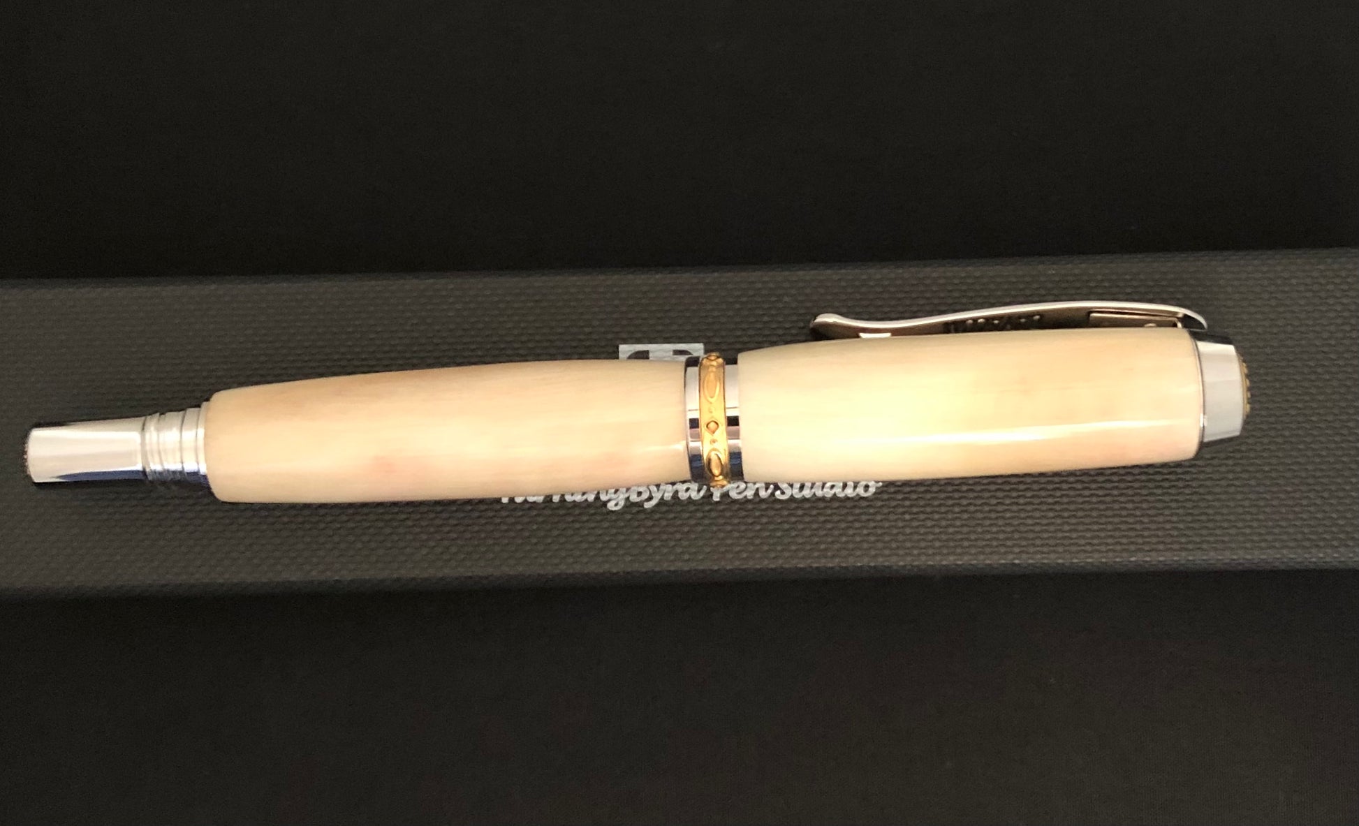 Alaskan Dall Sheep Horn Rollerball with Rhodium and Gold plating